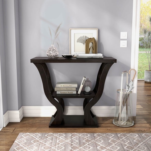 DH BASIC Espresso 39-inch Storage Console Table by Denhour