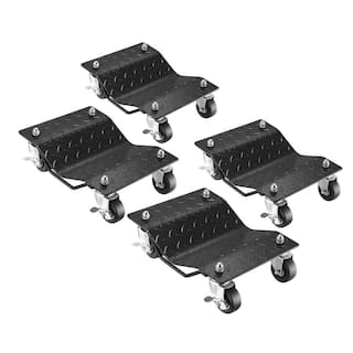 Diamond Texture Wheel Dollies - Powder Coated Solid Steel Tire Skates with 3 in. Swivel Casters (Set of 4) 918224HNG