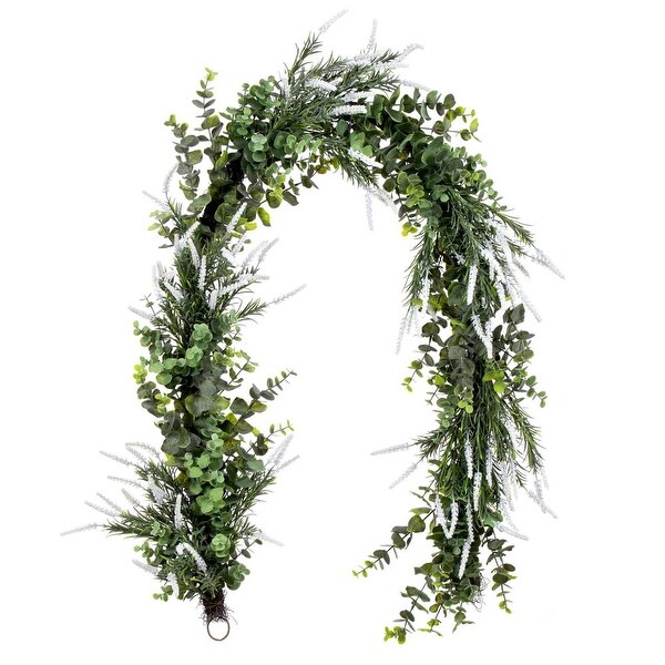 Vickerman 72 Green Artificial Rosemary and Eucalyptus Garland.