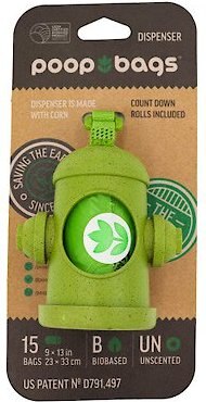 The Original Poop Bags USDA Biobased Hydrant Dispenser， Green， Large， 15 count