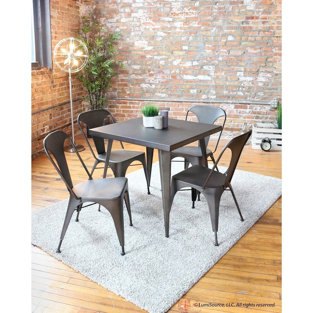 Carbon Loft Swan Industrial Square Metal Dining Table   N/A