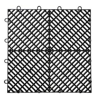 VEVOR 12 in. x 12 in. x 0.5 in. Outdoor Interlocking Tiles Composite Rubber Deck Tiles for Pool Deck Patio in Black (55-Packs) DJHZX55PBK0000001V0