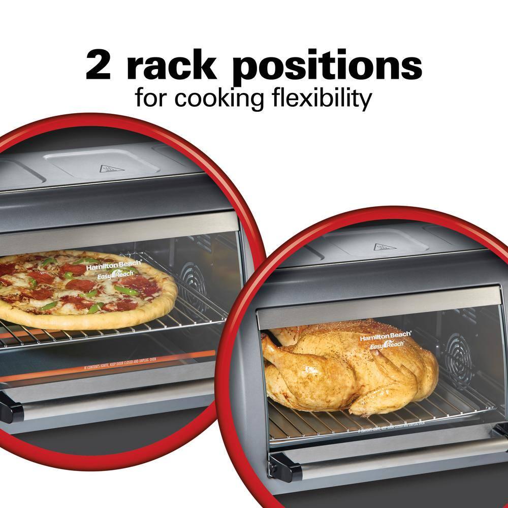 Hamilton Beach Easy Reach 1500Watts 6Slice Grey Toaster Oven with RollTop Door