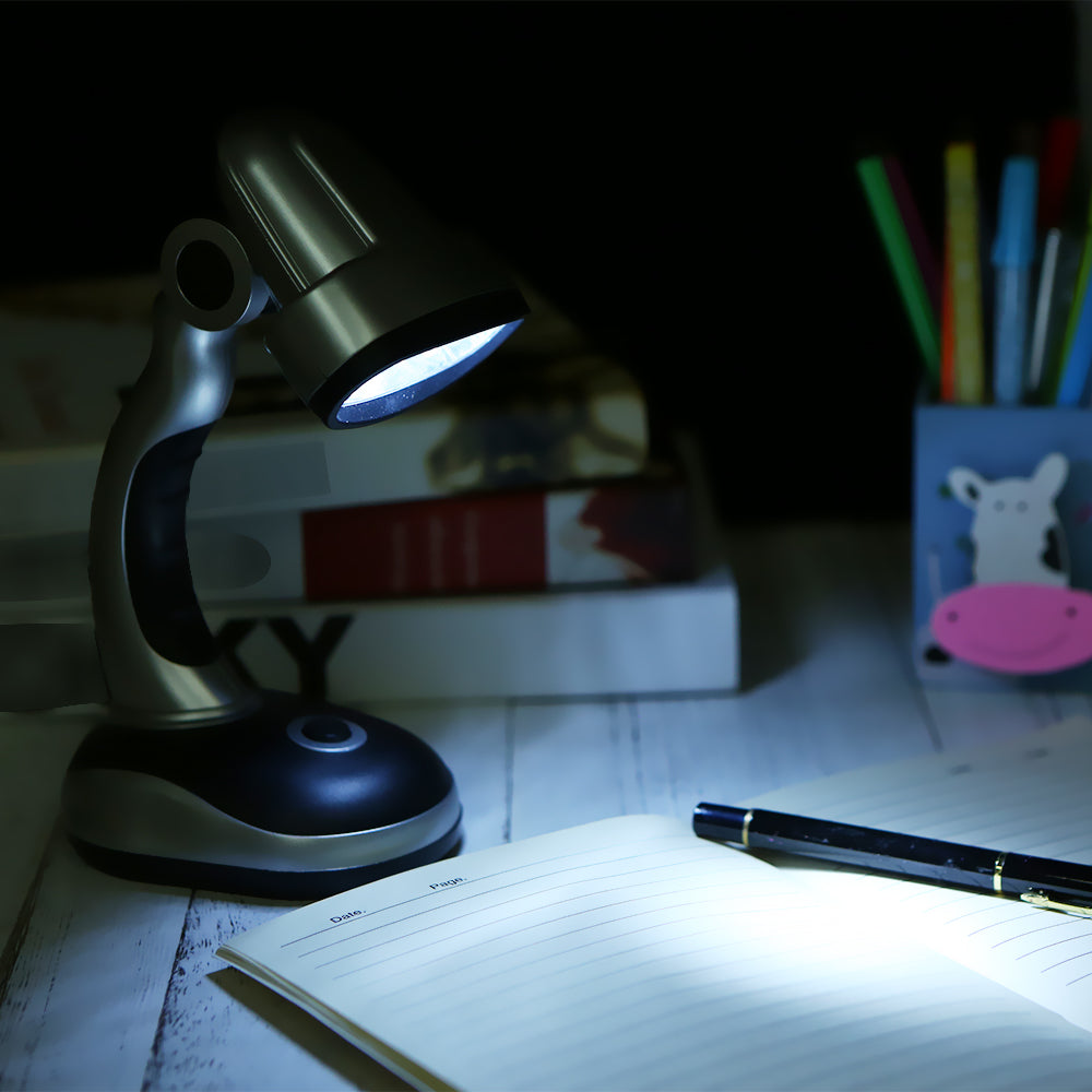 Irfora 12 LED Portable Desk Light Table Lamp 3 * AA Batteries Operated Adjustable Illumination Angle for Working Students Reading