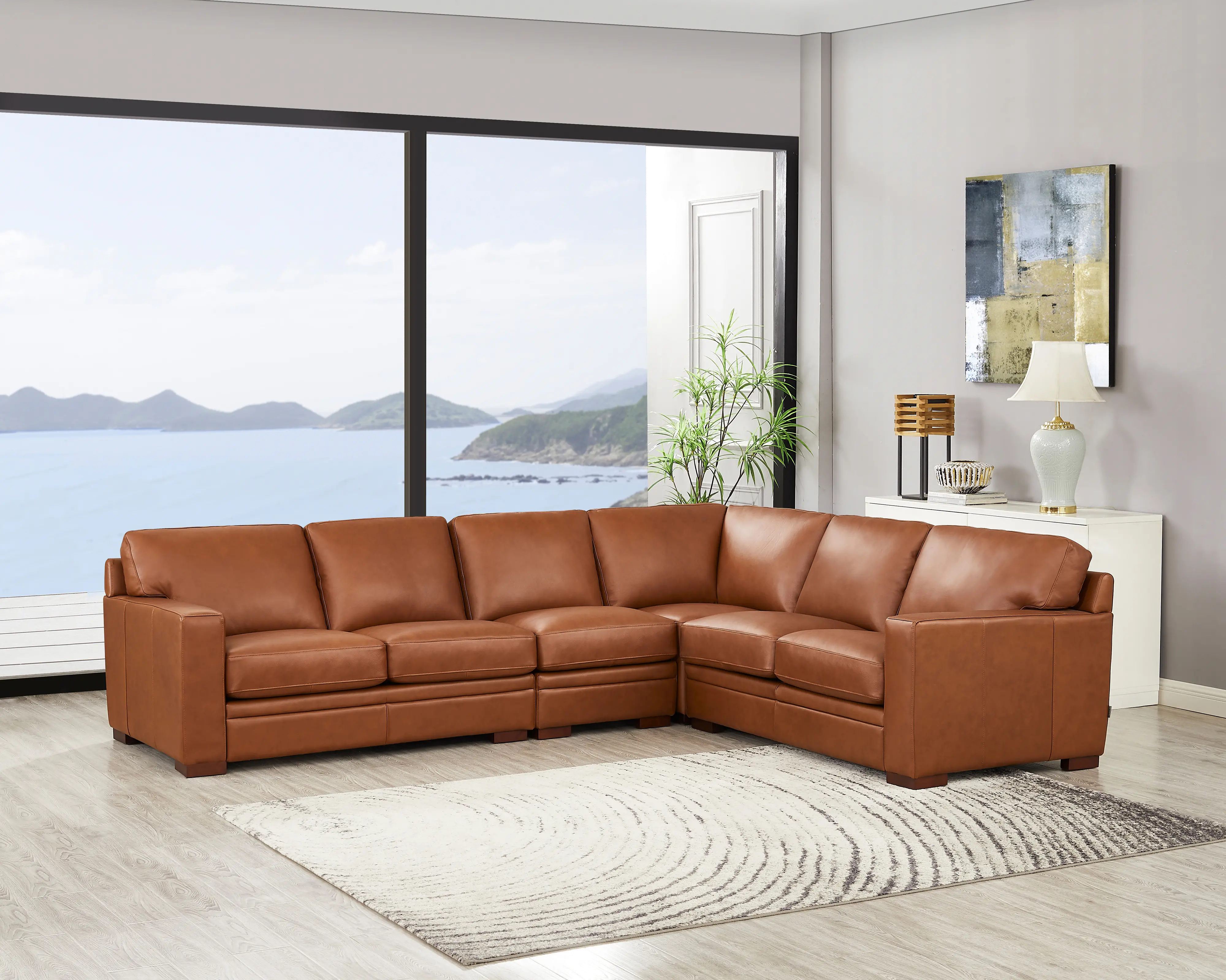 Chatsworth Brown Leather 4 Piece Sectional