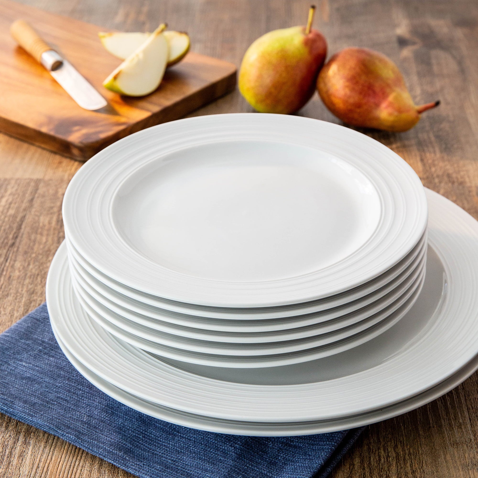 Better Homes and Gardens Anniston White Porcelain Round Dinner Plate