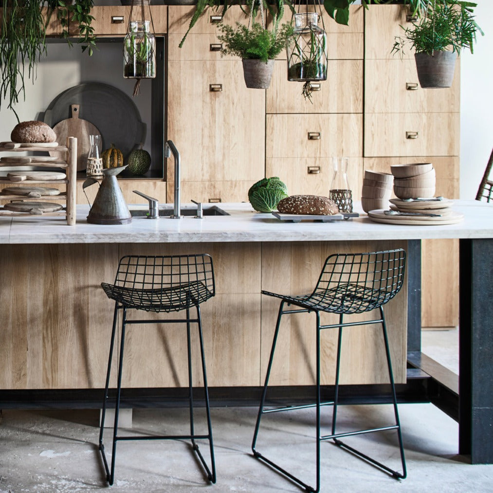 Metal wire bar/counter stool - black