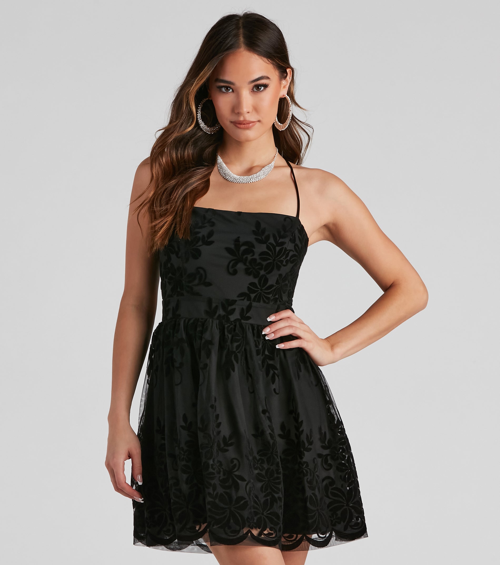 Willa Flocked Velvet Party Dress