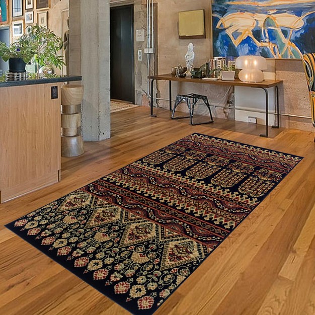 Contemporary Eclectic Bohemian Rustic Geometric Abstract Floral High traffic Plush Power loomed Indoor Area Rug By Blue Nile Mills