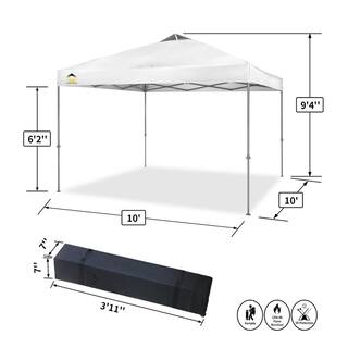 CROWN SHADES 10 ft. x 10 ft. White Instant Pop Up Canopy with Carry Bag 10x10WHITE