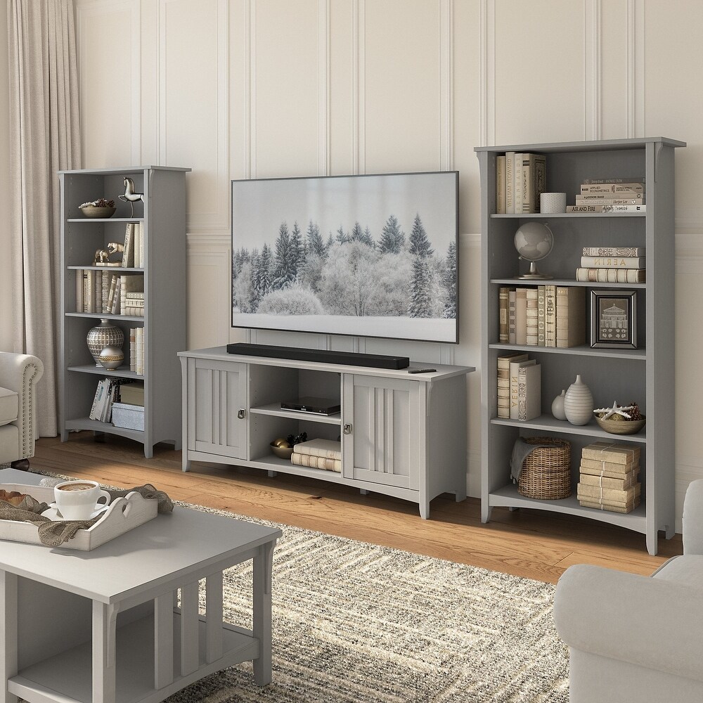 Salinas TV Stand for 70 Inch TV with Bookcases by Bush Furniture