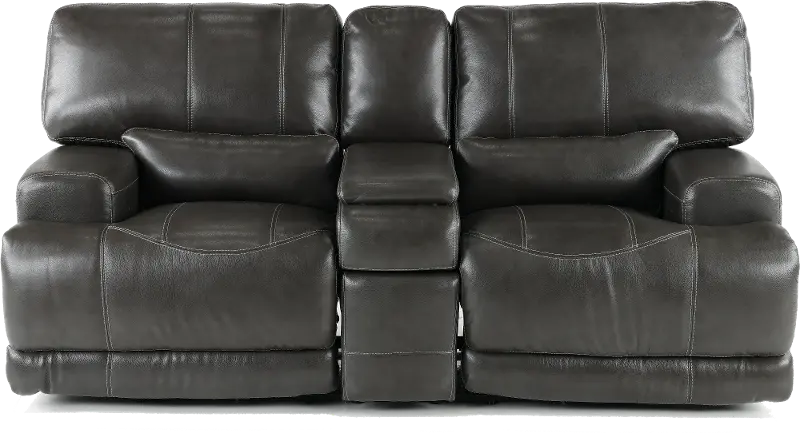 Stampede Charcoal Leather-Match Power Reclining Loveseat