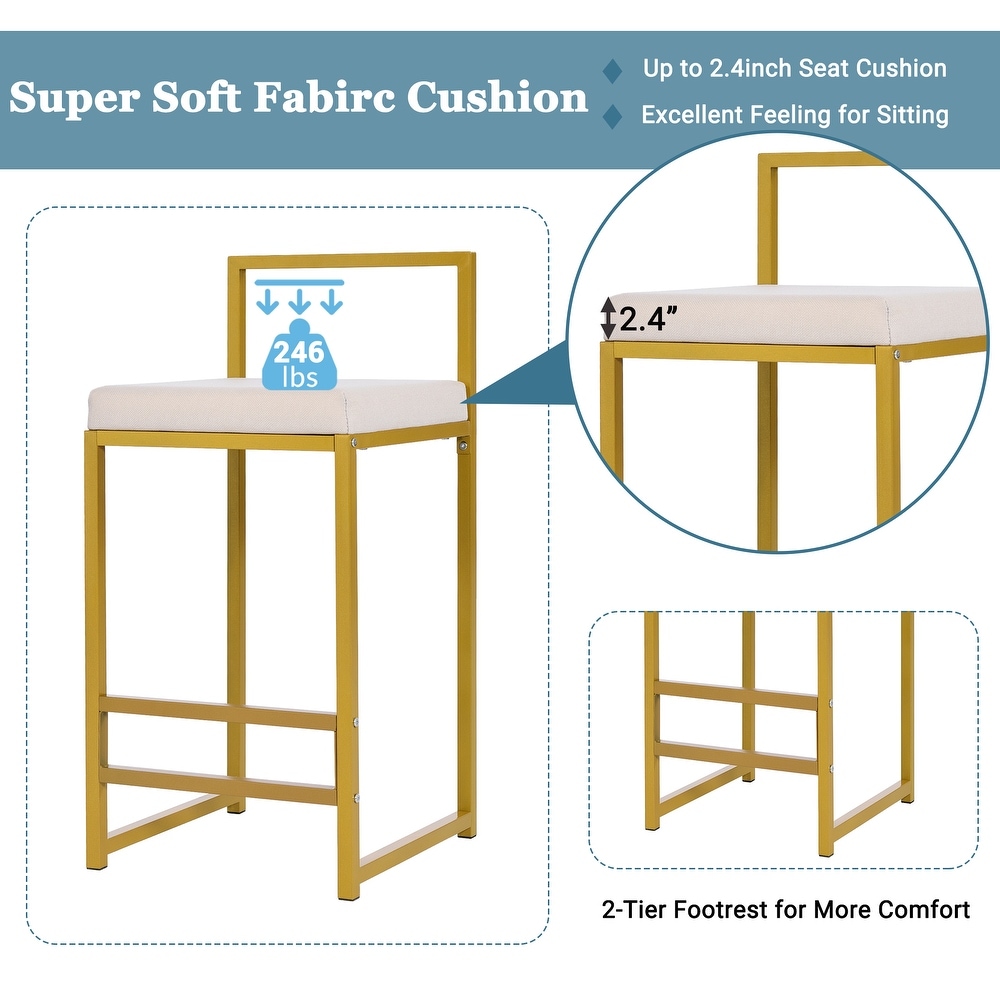 Rectangular Counter Height 4 Piece Dining Table w/Padded Stools  Gold