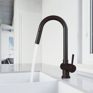 VIGO Gramercy Single Handle Pull-Down Spout Kitchen Faucet in Matte Black VG02008MB