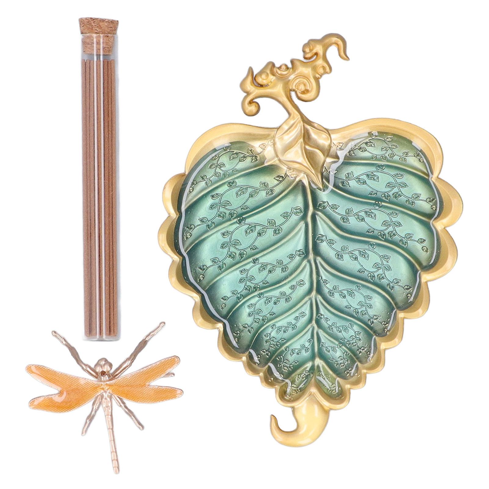 Incense Stick Holder Bodhi Leaf Incense Decorated Plate For Living Room Home Decoration Giftbodhi Leaf Gold 037