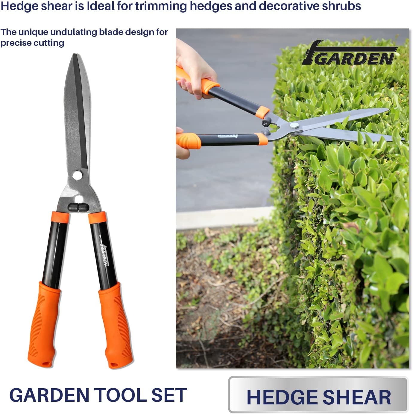 iGarden 3 Piece Combo Garden Tool Set with Lopper， Hedge Shears and Pruner Shears， Tree and Shrub Care Kit