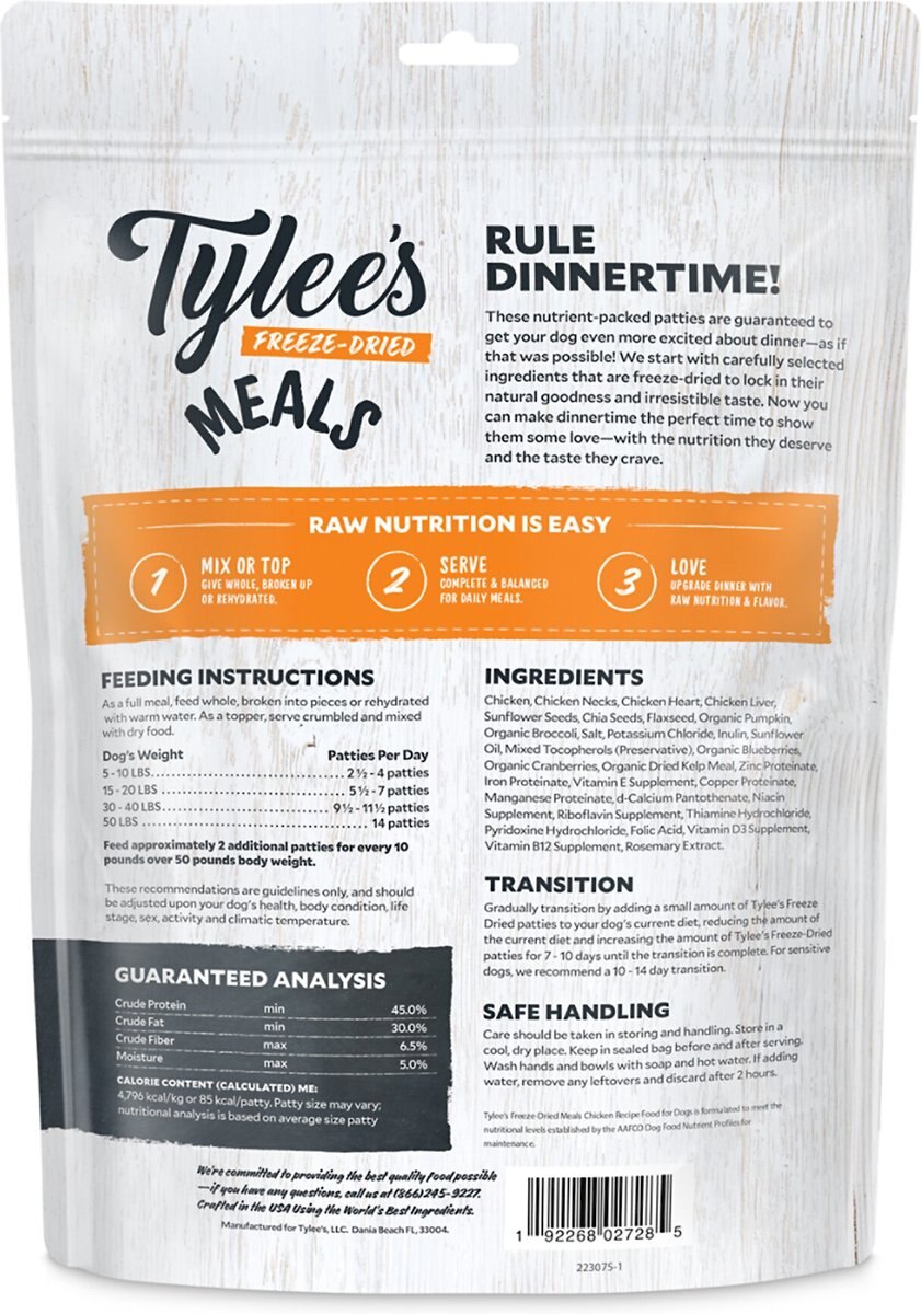 Tylee's Freeze-Dried Meals for Dogs， Chicken Recipe