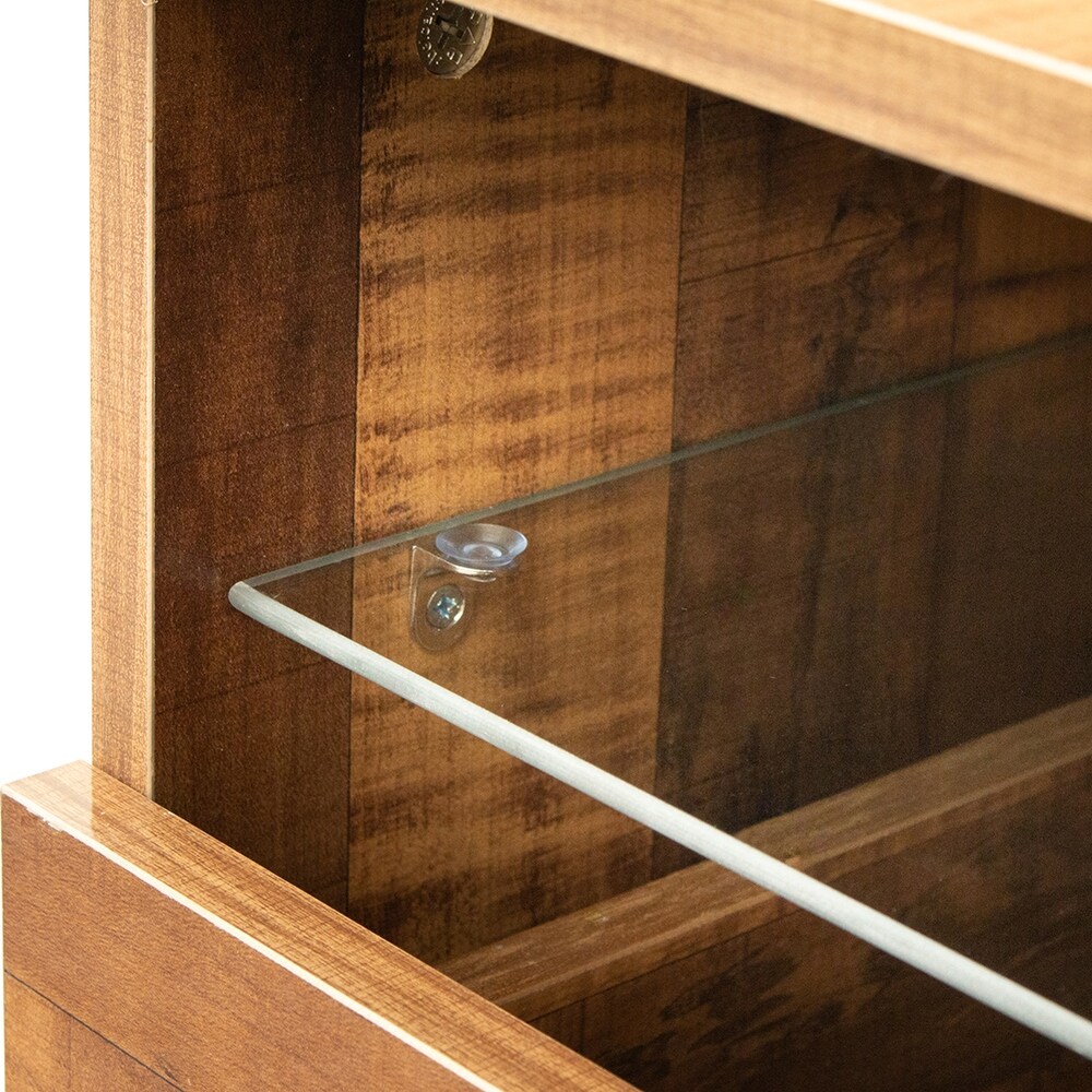 Mid century Modern Style TV Stand with 2 Drawers and LED Light