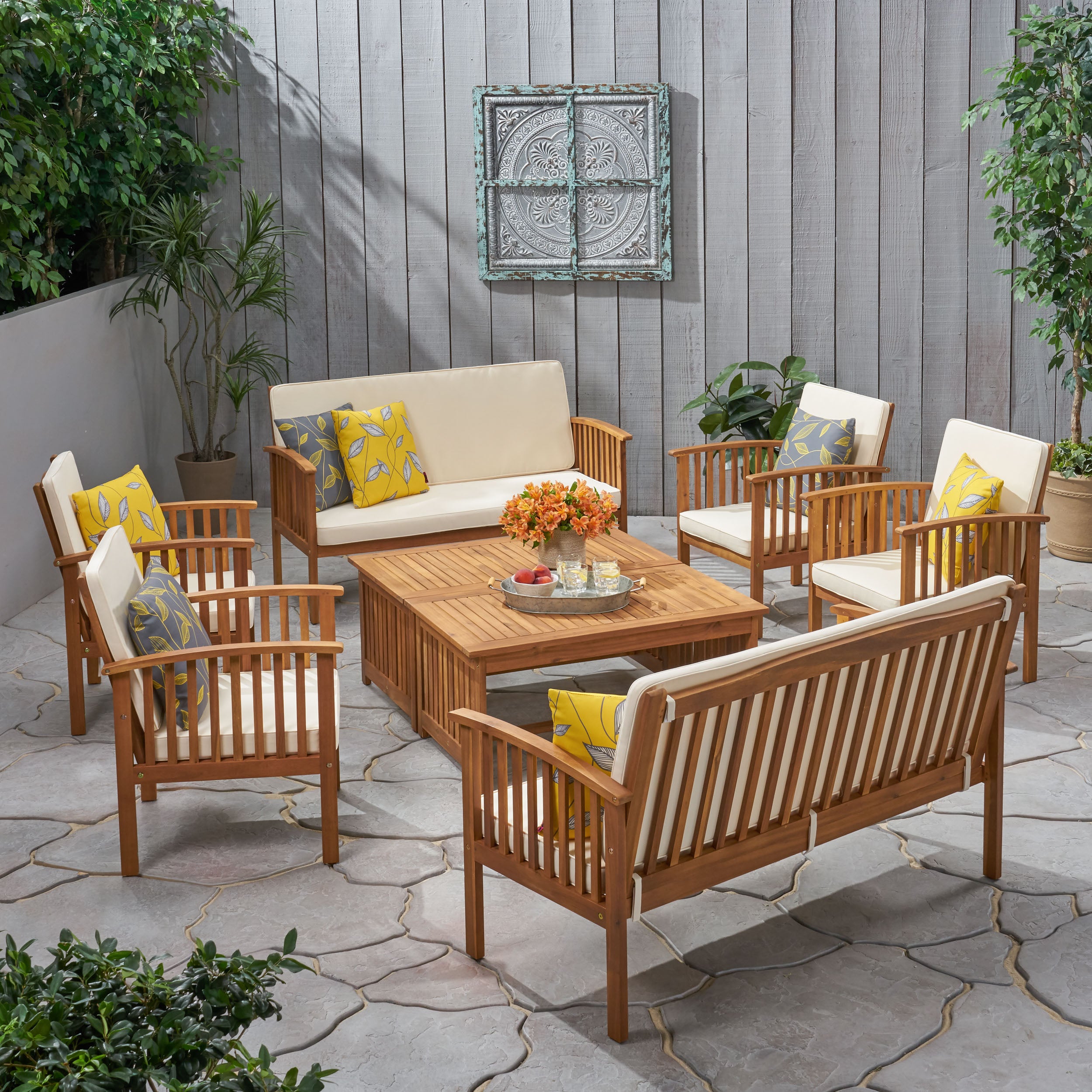 Cape Town Acacia Wood Outdoor Sofa Set