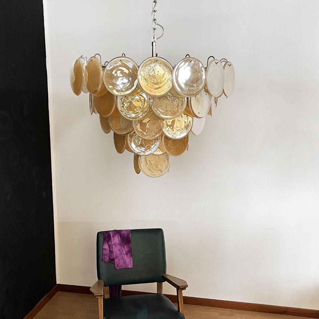 Orange Murano Disc Chandelier