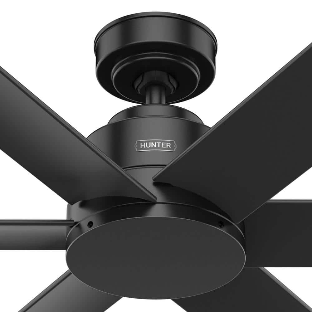 Hunter Kennicott 52 in Outdoor Matte Black Ceiling Fan with Wall Control