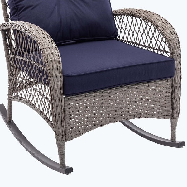 3pcs Outdoor Furniture Modern Wicker rocking chair set - Overstock - 37582713