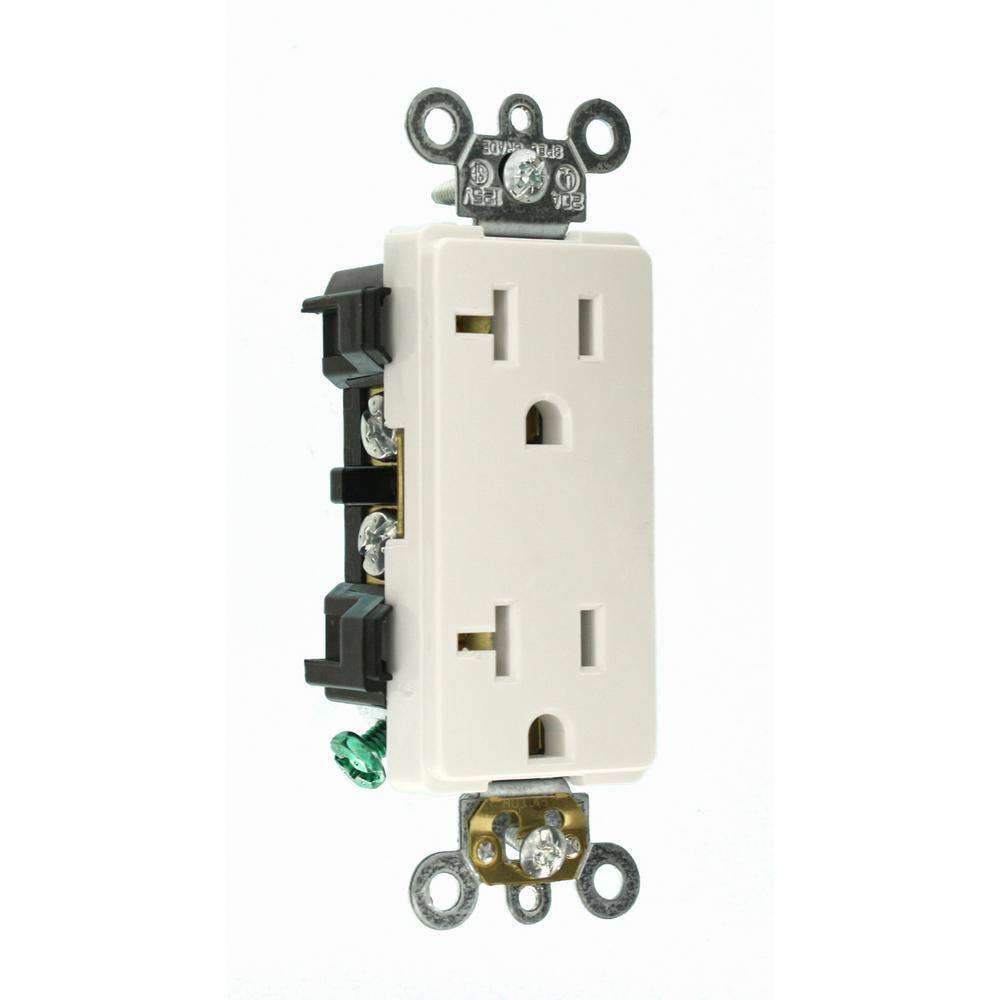 Leviton Decora Plus 20 Amp Industrial Grade Duplex Outlet White R82-16352-0WS