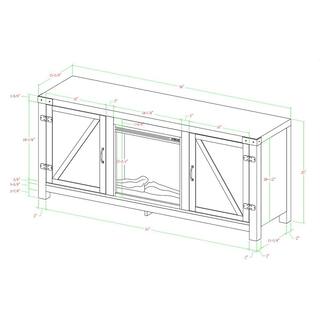 Walker Edison Furniture Company Barnwood Collection 58 in. Rustic Oak TV Stand fits TV up to 65 in. with Barn Doors and Electric Fireplace HD58FPBDRO
