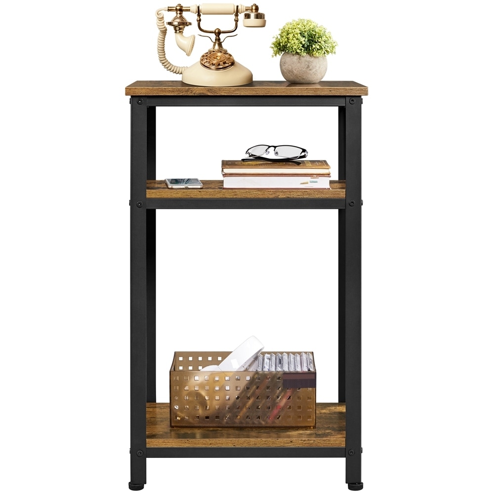 Yaheetech End Table Industrial Telephone Table with 2-Tier Shelves