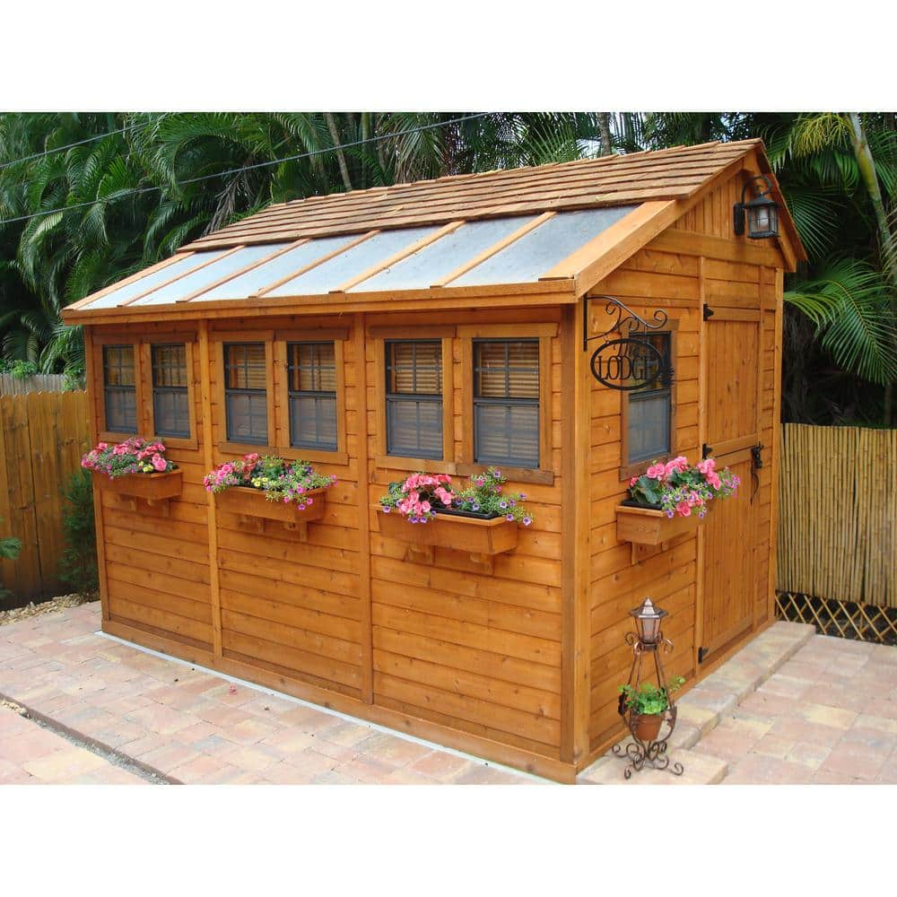 Outdoor Living Today Sunshed 8 ft. x 12 ft. Western Red Cedar Garden Shed SSGS812