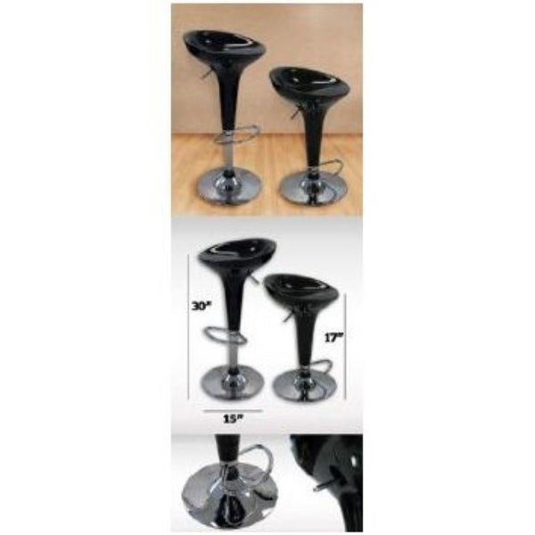 Set of 2 Ice Cream Scoop Style Barstools in Black - 17