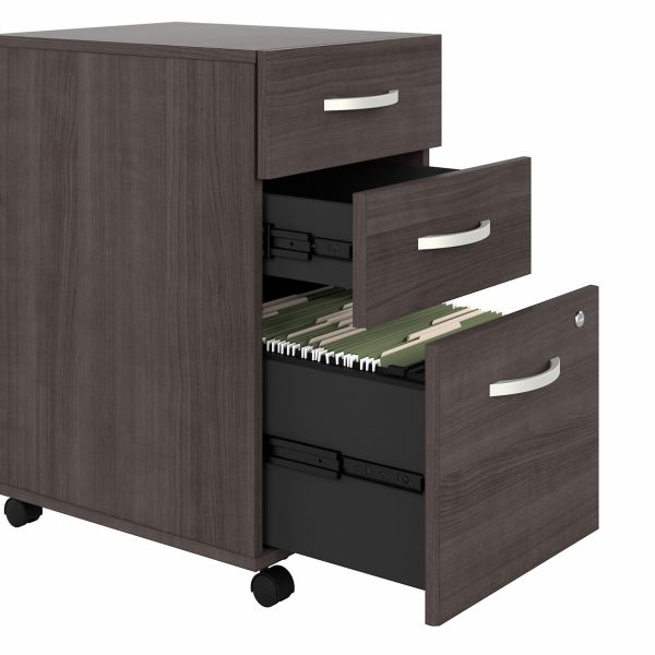 Bush Business Furniture Studio A 83W Large Corner Desk with 3 Drawer Mobile File Cabinet in Storm Gray