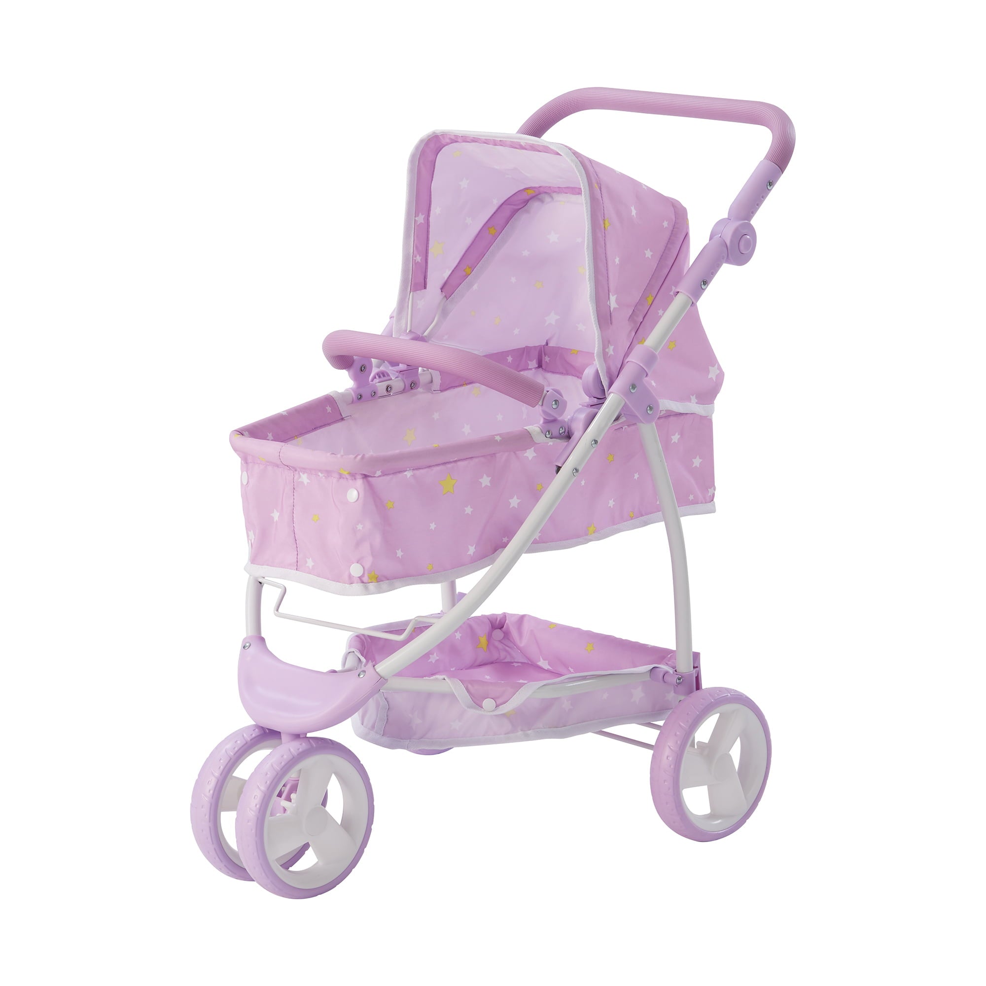 Olivia's Little World Twinkle Stars Princess 2-in-1 Baby Doll Stroller， Purple