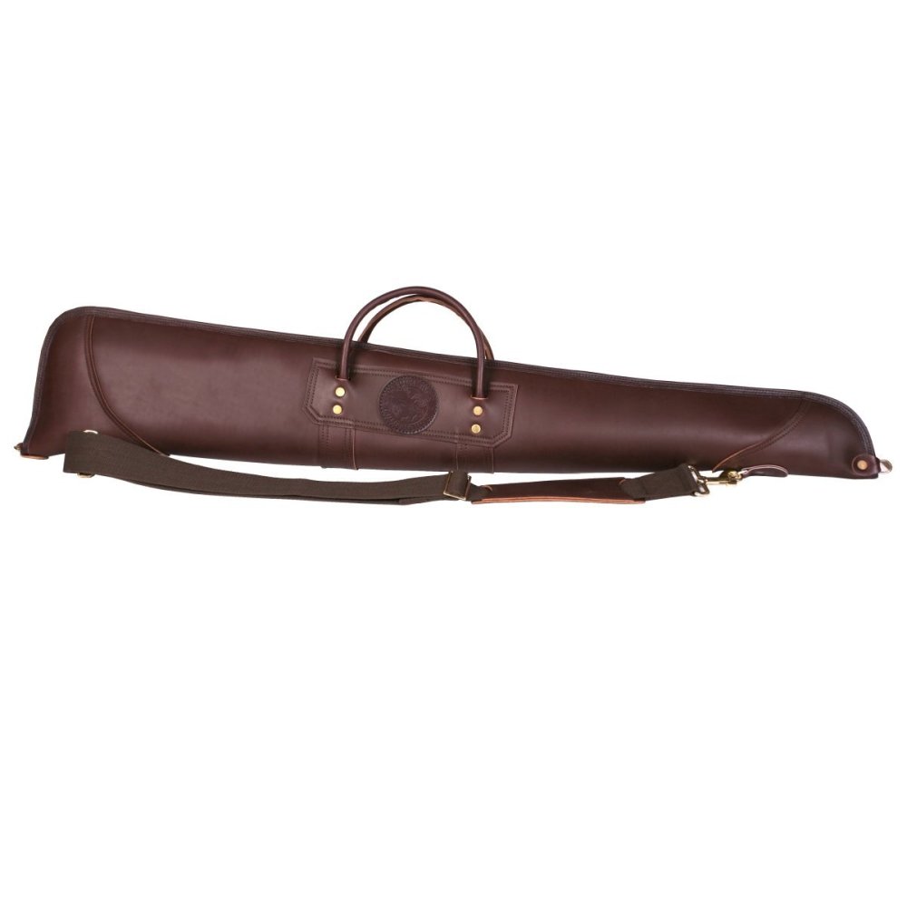 55 In. L Brown Smooth Leather Shotgun Case Without Scope ;