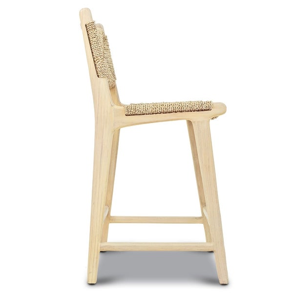 Poly and Bark Forli Teak Indoor Counter Height Stool in Natural - Solid Wood Frame