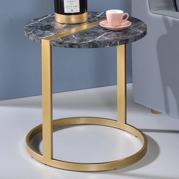 Aldergrove Round Side Table Gold black Mibasics