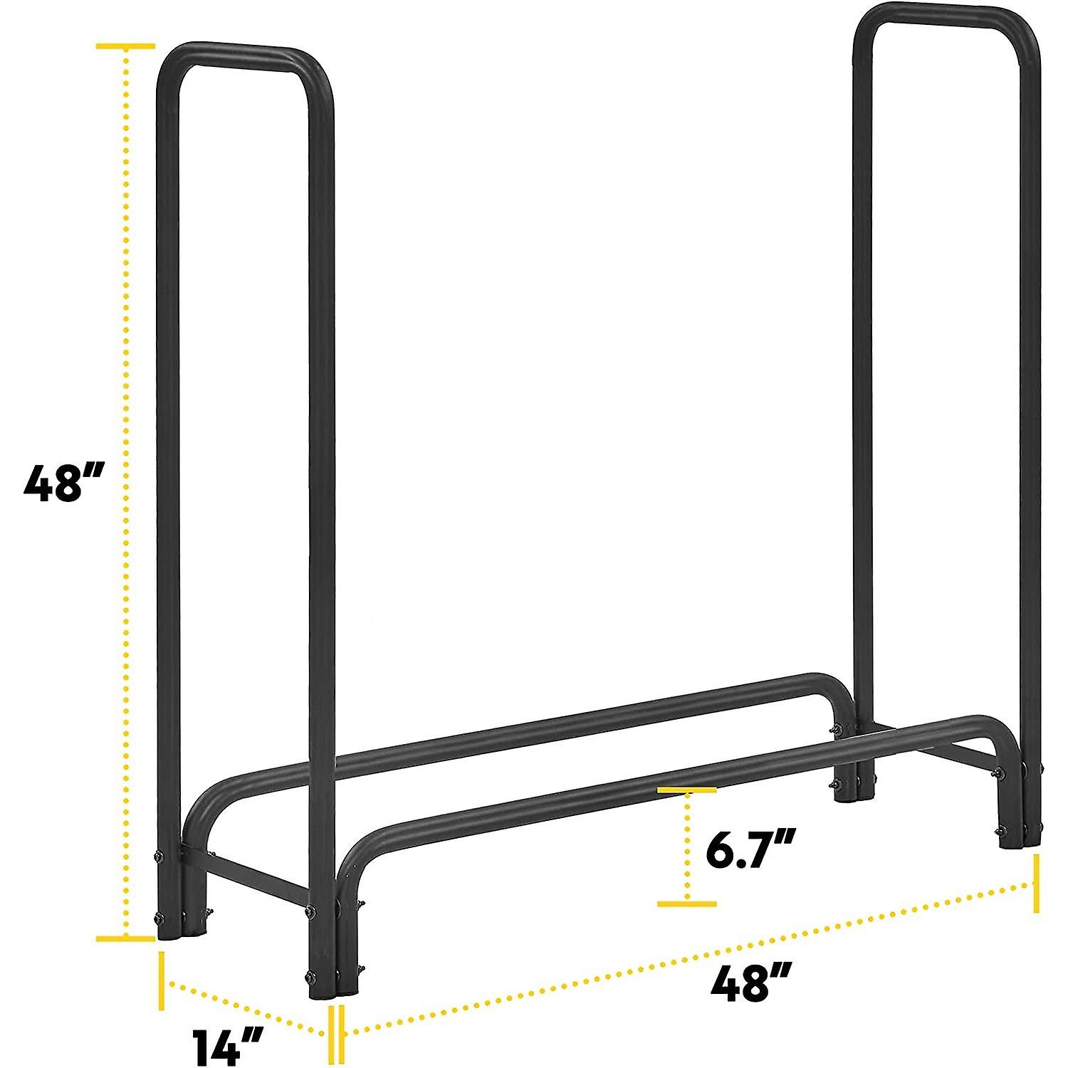 4ft Firewood Rack Outdoor Heavy Duty Log Rack Firewood Storage Rack Holder Steel Tubular Easy Assemble Fire Wood Rack For Patio Kindling Logs Storage