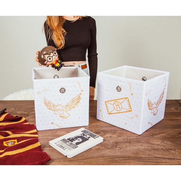 Ukonic Harry Potter Hedwig 11 inch Storage Bin Cube Organizers Set Of 2