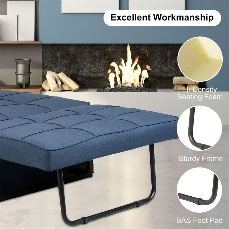 Pemberly Row Modern Fabric 4-in-1 Adjustable Folding Sofa Chair Bed in Blue