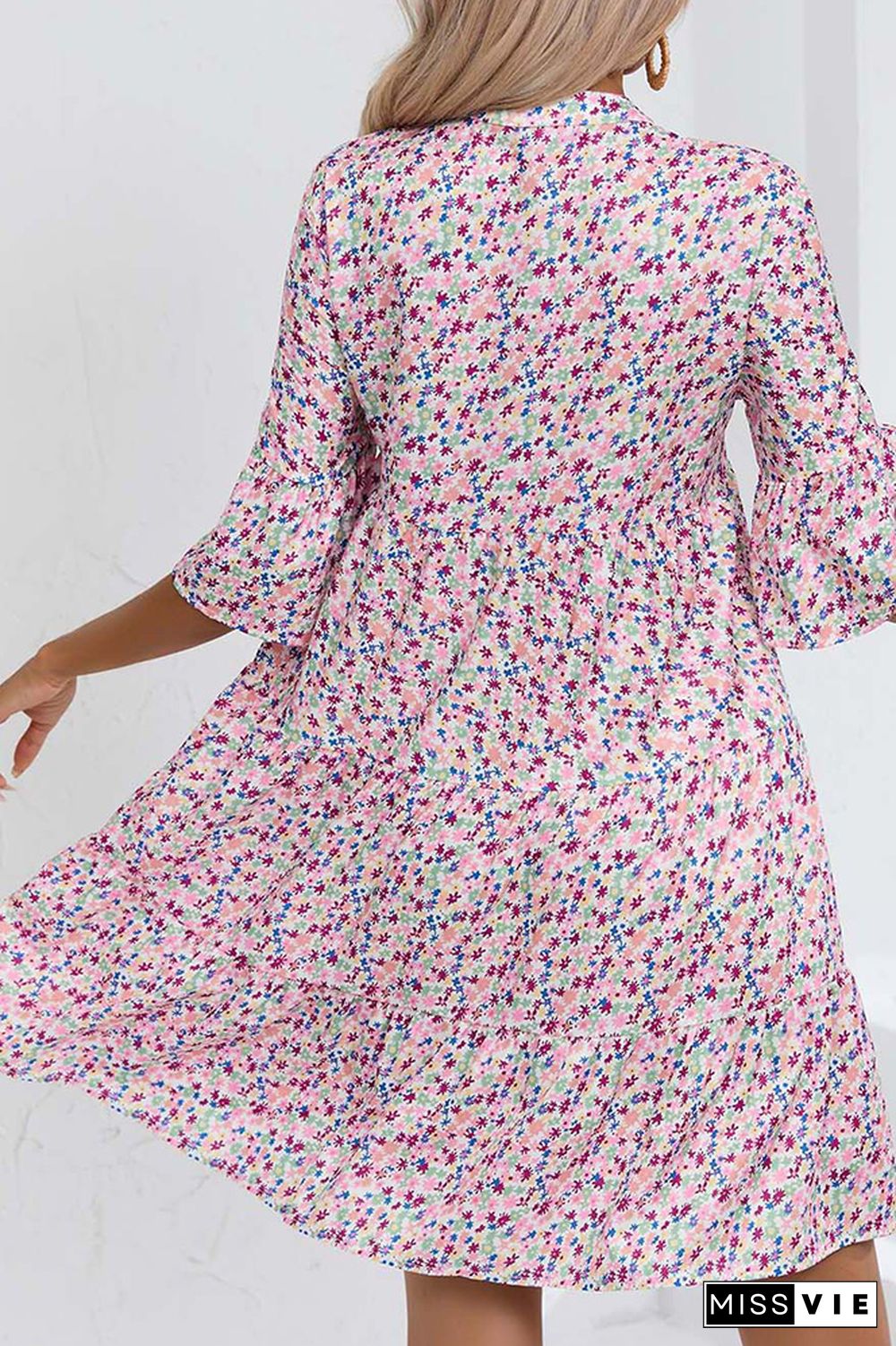 Loose Fit Half Sleeves Printing Dress