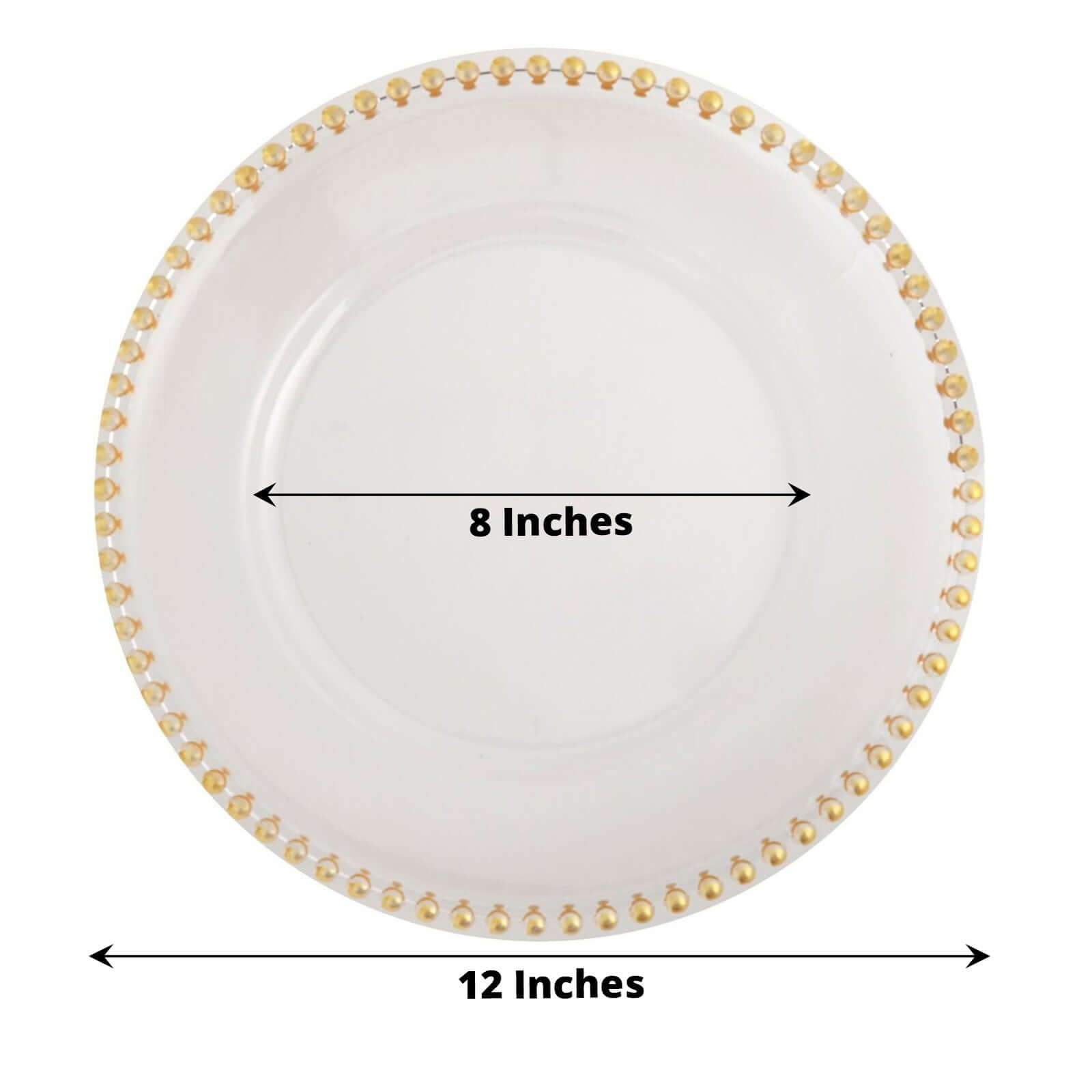 6 Pack Clear Gold Acrylic Plastic Charger Plates With Gold Beaded Rim - 13