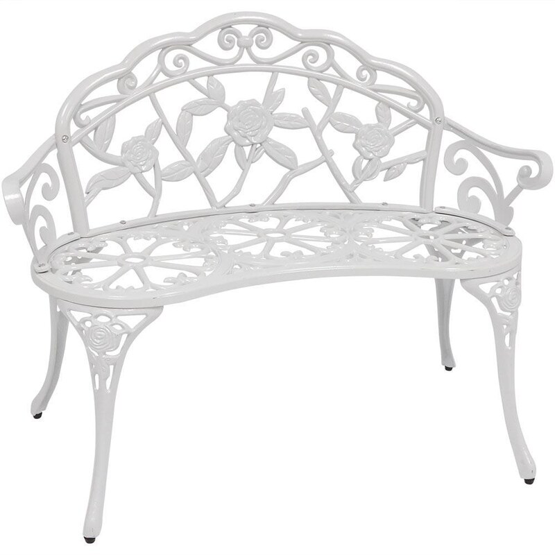 Ultimate Patio 40-Inch Classic Rose Cast Aluminum Garden Bench