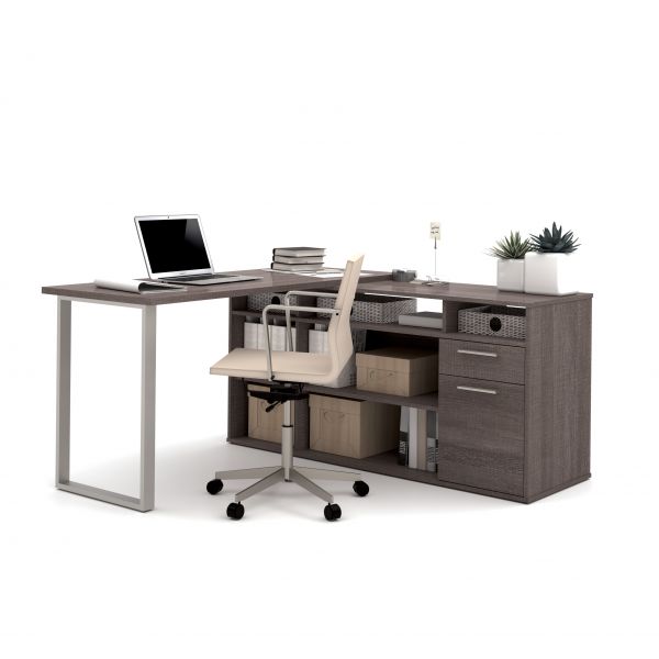 Bestar Solay L-Shaped Desk in Bark Gray