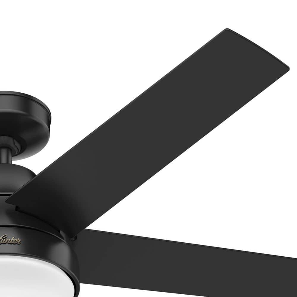 Hunter Aerodyne 52 in Indoor Matte Black Smart Ceiling Fan with Light Kit and Remote Control