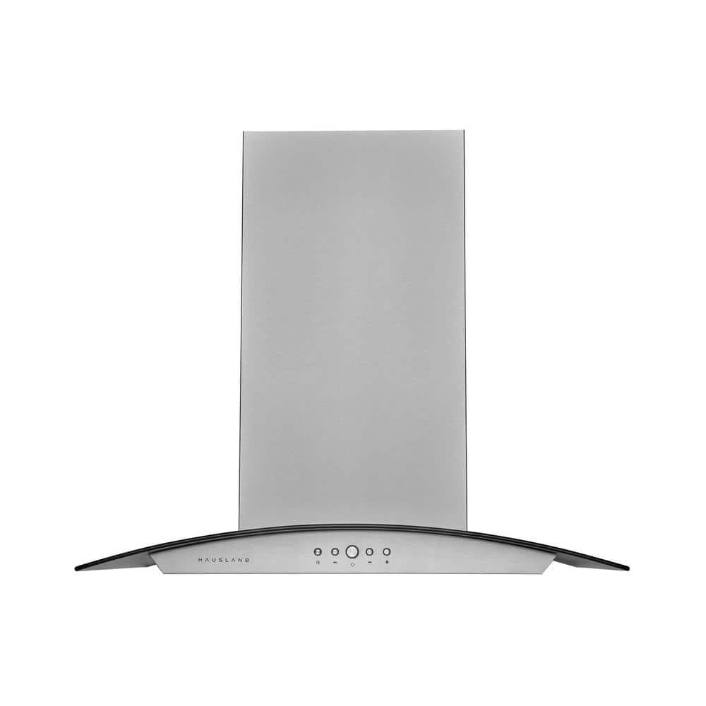 HAUSLANE 36 in Convertible Island Range Hood with Tempered Glass Dual Controls LED Baffle Filter in Stainless Steel