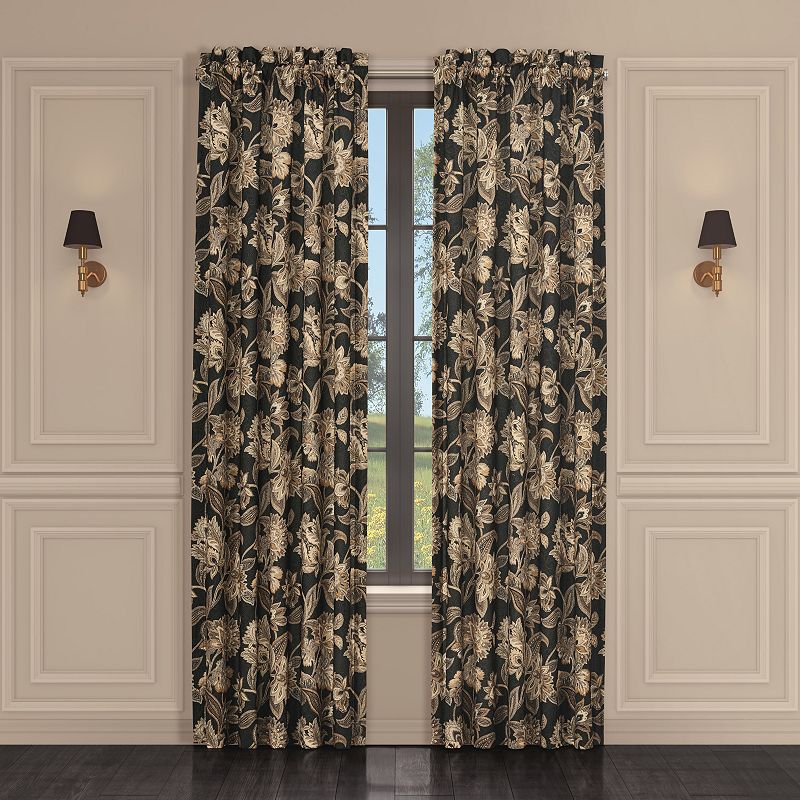 Royal Court Montecito Black 84 Set of 2 Window Curtain Panels