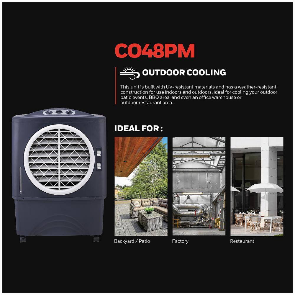 Honeywell 1062 CFM 3-Speed Outdoor Rated Portable Evaporative Cooler(Swamp Cooler) for 610 sq. ft. with GFCI Cord CO48PM