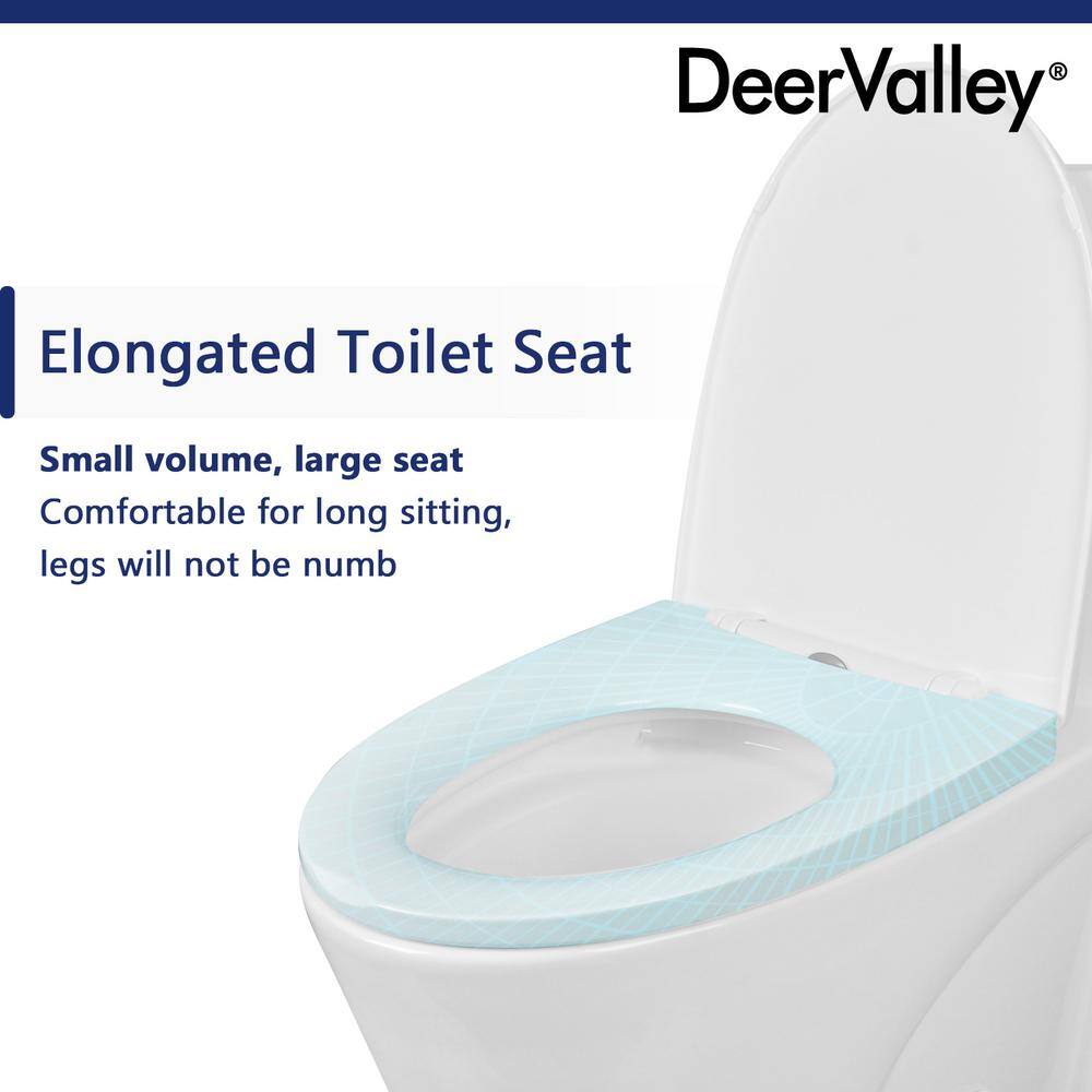 DEERVALLEY DeerValley Ace 1-piece 1.11.6 GPF Dual Flush Elongated Toilet in Glossy White Seat Included DV-1F52102