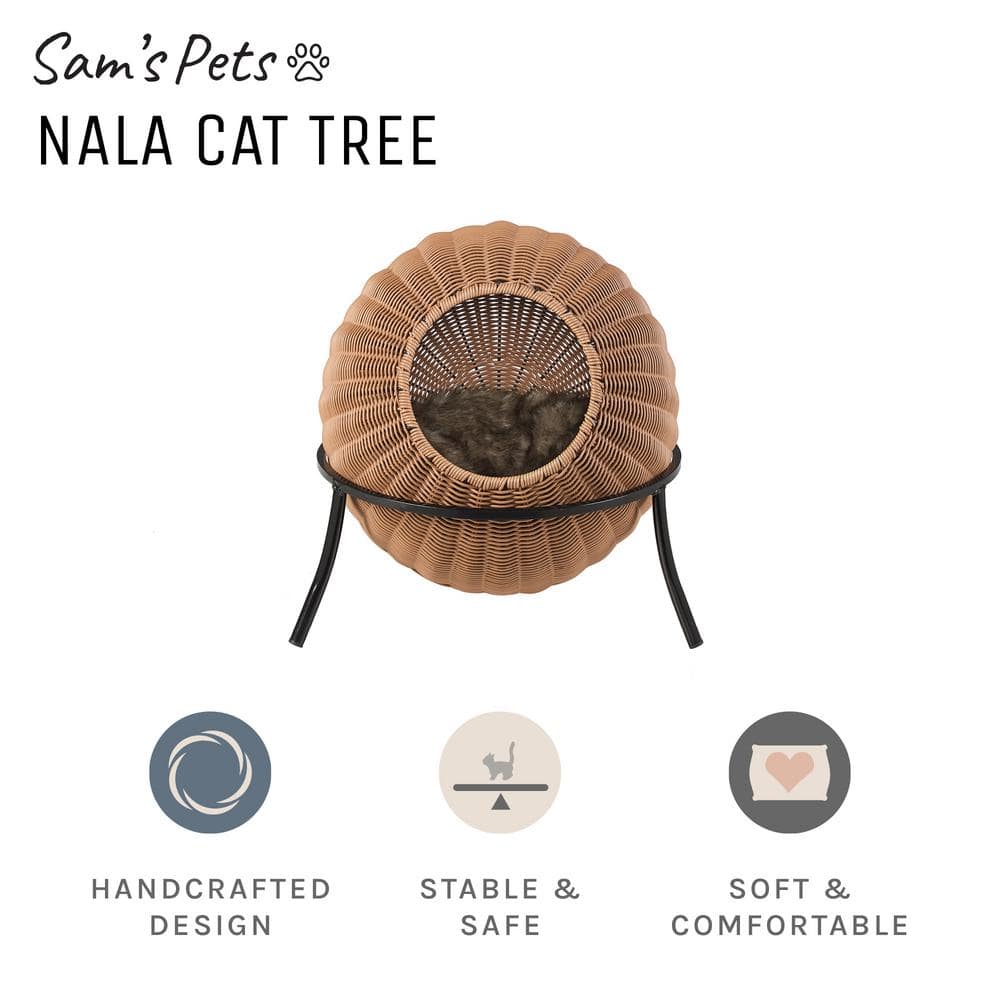 Sam's Pets Nala Medium Brown Wicker Cat Condo Bed SP-CB1294BR