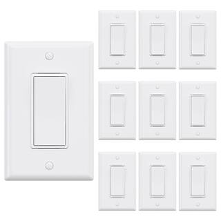 ELEGRP Decor 15 Amp Single Pole Rocker Light Switch with Midway Wall Plate White (10-Pack) 1004A-10PK